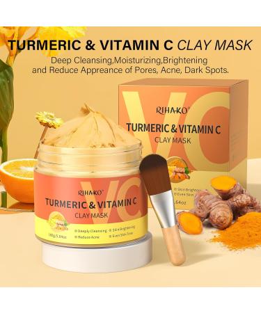 Turmeric Vitamin C Clay Mask - Deep Cleansing Facial Mask for Dark Spots Acne & Oily Skin - Refine Pores & Revitalize Dull Skin - Buy Online on GoSupps.com