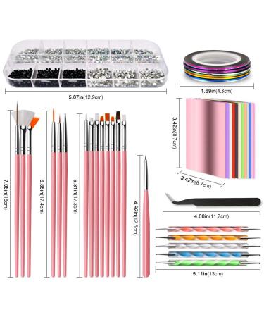 Acrylic Nail Design Kit with Brushes, Dotting Tool, Tape Strips, Foil Stickers & Rhinestones - Nail Technician Accessories - Buy Online on GoSupps.com