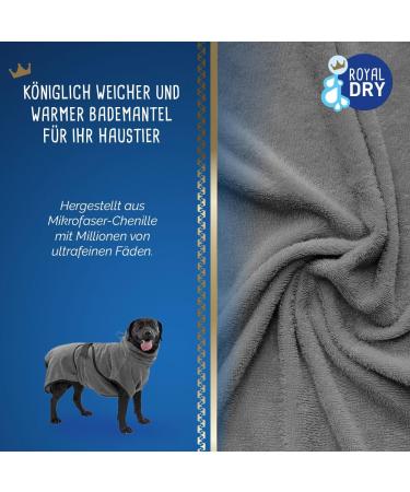 Royal Dry Bathrobe Dog | Microfiber Dog Bathrobe for Large Dogs | Grey | Back Length 60-68 cm | Best International Shipping - Buy Online on GoSupps.com