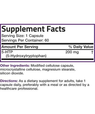 Bronson 5-HTP 200mg (5-hydroxytryptophan) Griffonia Simplicifolia Non-GMO, 60 Vegetarian Capsules 60 Count (Pack of 1) - Buy Online on GoSupps.com