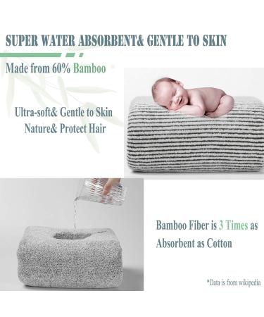 ELLEWIN Bamboo Hair Towel Wrap 2 Pack - Super Absorbent Microfiber Drying Turban for Curly Thick Hair - Rapid Dry Head Towel Wrap for Women - Anti Frizz - Stripe & Grey - 2 Pack - Buy Online on GoSupps.com