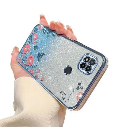 Tivenfezk nadoli glitter diamond case for xiaomi redmi 9c sparkle flower butterfly cell phone cover soft slope cover frame glossy silicone rhinea