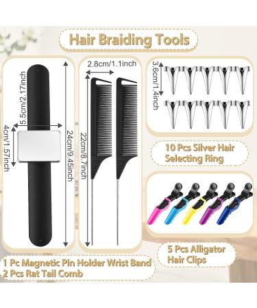 19 Pcs Wooden Hair Braid Rack Set with Clips, Comb & Parting Ring - White - Buy Online on GoSupps.com