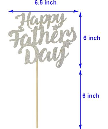 GrantParty Happy Father's Day Silver Cake Topper Best Dad Father's Day Decoration Hot Papa Fathers Day Party Happy Dada Day Topper(Silver Stars Fathers Day) - Buy Online on GoSupps.com