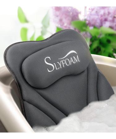 Bath Pillow for Tub Neck and Back Support Bathtub Pillow Essential Bath Accessory for Soaking, Jacuzzi or Spa Bathtub, Luxury Soft 4D Bath Tub Pillow with Strong Suction Cups for Body Relaxing - Black