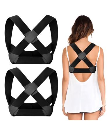 LDBKLGHJ 2 Pieces Posture Corrector - Best Invisible Shoulder Brace for Men and Women Ergonomic Back Support Adjustable Back Brace for Improved Posture Ideal Gift for Pain Relief(Black)