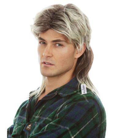 ALLAURA Joe Dirt Wig Blonde Mullet Wigs for Men 80s Costumes for Men Blonde Mullet Wig Costume Accessories 80s Wig for Men Blonde/Brown Mullet Wig