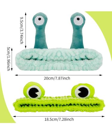 Spa Headband Set - Snail & Frog Design | 2pcs Hair Bands for Makeup, Skincare & Shower - Buy Online on GoSupps.com