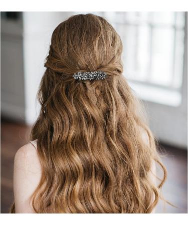 Elegant Flower Bloom Barrette with Rhinestone and Pearl Decoration in Light Grey - Buy Online on GoSupps.com
