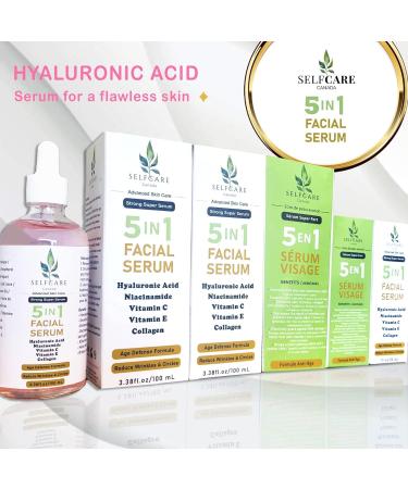 5 IN 1-100ML FACIAL SERUM HYALURONIC ACID with Collagen Vitamin C Vitamin E Niacinamide - CRUELTY-FREE - SELFCARE CANADA - Buy Online on GoSupps.com