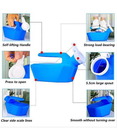 Blue ICEMOB Urinals for Men Male Urine Bottles Non Spill 2000ML Pee Bottle for Men with Cleaning Brush Clear Scale Portable Urinal for Home Camping Travel 1.6M Hose - Buy Online on GoSupps.com