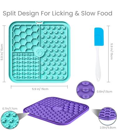 Licky Mats for Dogs Pack of 2 Licky Mats With Spatula - Dogs Accessories Bathing Training Pad With Strong Suction Cup - Slow Pet Feeder For Food Treats Peanut Butter (Light Blue/Purple) - Buy Online on GoSupps.com