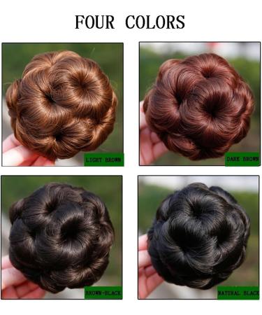 Messy Bun Hair Piece for Women Synthetic Hair Bun Chignon Clip in Ponytail Hair Extensions Flowers Style Hair Bun Claw Clip In Updo Ponytail Hairpiece for Women Fake Hair Accessories for Women Girls Brown black - Buy Online on GoSupps.com