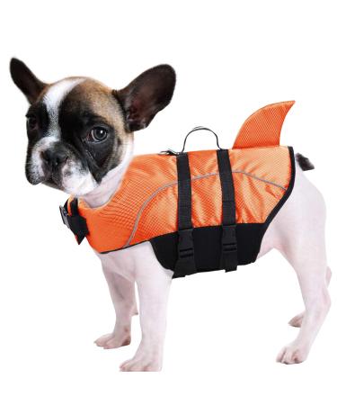 Cit toile life jacket for small dogs with a handle adjustable life jackets for dogs light breathable and comfortable good buoyancy for swimming in the sea/lake/river orange m orange-1 m