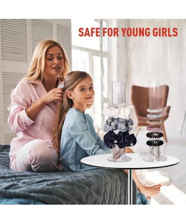 Pengup Clear Acrylic Scrunchie Holder Bracelet Stand for Girls 11 Inch - 2 Pcs Hair Ties Organizer - Buy Online on GoSupps.com