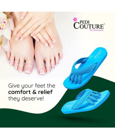 Pedi Couture Women's Pedicure Sandals - Turquoise Toe Separator Slippers - Buy Online on GoSupps.com