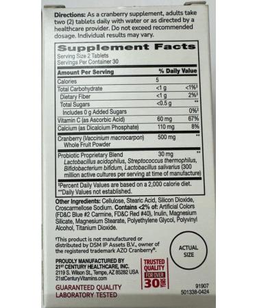 21st Century Cranberry plus Probiotic - 60 Tablets Pack of 2 - Buy Online on GoSupps.com