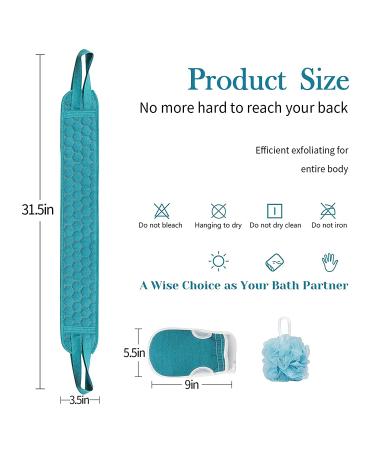 S&R PLKOP Exfoliating Back Scrubber, Glove & Loofah Set for Women - 3 Piece Green Bath Body Scrubber (31.5 * 3.7 inch) - Buy Online on GoSupps.com