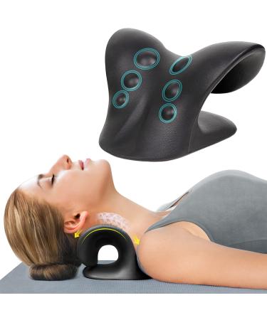 Neck Stretcher for Pain Relief Neck and Shoulder Relaxer Cervical Traction Device Pillow for Muscle Relax and TMJ Pain Relief(Black)