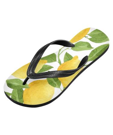 Mnsruu Yellow Lemon Leaves Flip Flops | Home Hotel Spa & Travel Footwear for Men & Women - Buy Online on GoSupps.com