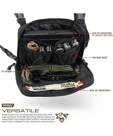 WYNEX Tactical Chest Rig Bag - Laser Cut Design Molle Utility Recon Kit - Combat Chest Pack with Patch, Black - Buy Online on GoSupps.com