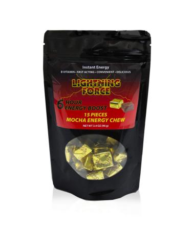 Lightning Force Energy Chew 100 mg of Caffeine Per Serving Increase Energy and Physical Performance B Vitamin Fast Acting Great Taste 15 Pieces (Mocha)
