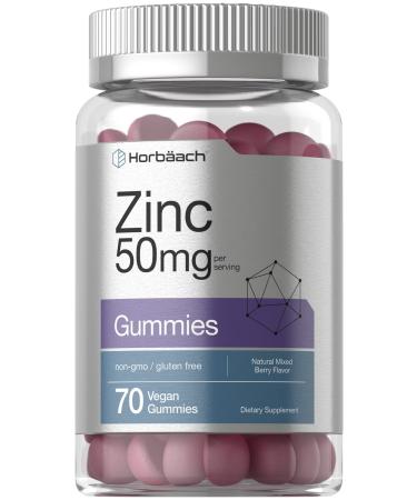 Zinc 50mg Gummies | 70 Count | Natural Mixed Berry Flavor | Vegan, Non-GMO and Gluten Free Formula | Zinc Citrate Dietary Supplement | by Horbaach