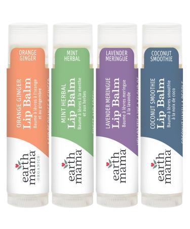 Earth Mama Lip Balm Quadruplets 4-Pack - Natural Ingredients, No Petroleum, Artificial Colors, or Flavors - Buy Online on GoSupps.com