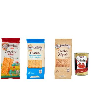 Italian Gourmet E.R. Mulino Bianco Cracker with Durable Flour 3 x 500g + Italian Gourmet Polpa 400g