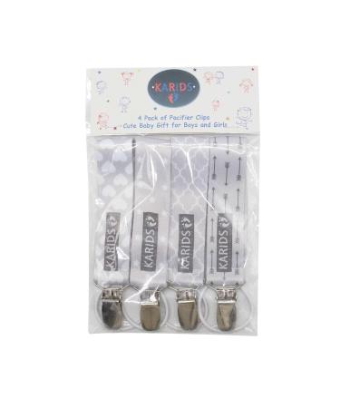 Karids 4er Set Unisex Pacifier Chain - Baby Pacifier Strap for Toddlers | Snug & Stylish Gray Pacifier Bands - Buy Online on GoSupps.com