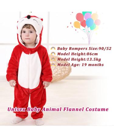 Doladola Unisex Baby Hooded Cartoon Animal Romper | Red Fox | 24-30 Months - Buy Online on GoSupps.com