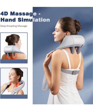 Knqze 4D Neck Massage Device with Heat - Wireless Shiatsu Pillows for Pain Relief | Expert Knet Massage for Neck Shoulder & Legs - KN6 Gray - Buy Online on GoSupps.com