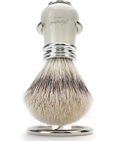 Premium Pure Silver Tip Badger Hair Shaving Brush for Men - Antique Ivory & Metal Handle - Buy Online on GoSupps.com