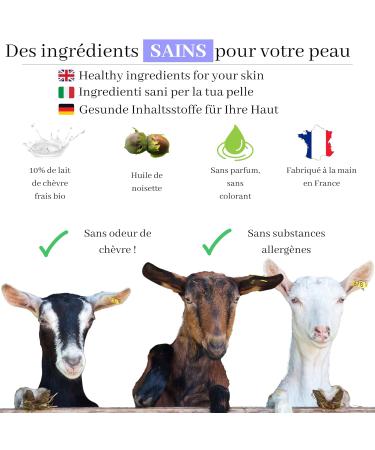 Organic Goat Milk Soap | Handmade in France | Facial Cleansing Mask | Anti-Acne Psoriasis Eczema Treatment for Women Men & Babies | Fragrance-Free with Hazelnut Oil - Buy Online on GoSupps.com