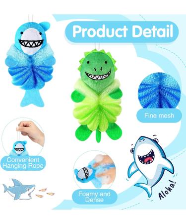 IOSPKKIO 2 Pieces Bath Loofas for Kids and Toddlers Cute Cartoon Loofah Bath Sponges for Kids Loofah Bath Stool Body Washer Mesh Loofah Sponges for Kids - Buy Online on GoSupps.com