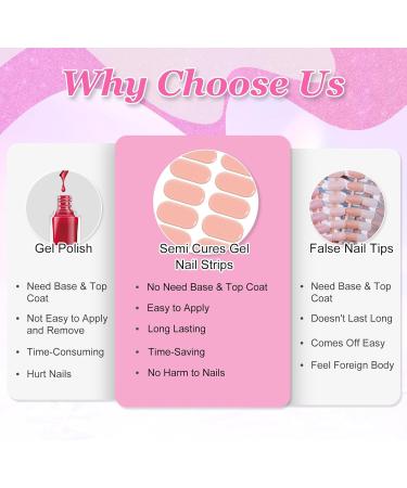 Semi Cured Gel Nail Strips 16Pcs - Long Lasting Salon-Quality Glitter Nail Wraps | Easy to Apply & Remove with Soft Gel Finish - Nude - Buy Online on GoSupps.com