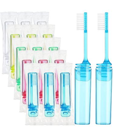 Potchen 150 Pcs Travel Toothbrush Bulk Folding with Case Portable Individually Wrapped Size for Travel Camping Hiking School Home Business Trip Hotels
