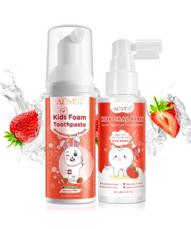 Foam Kids Toothpaste Children Toothpaste Helper Anticavity Mouth Foam Toothpaste Kids with Fluoride Free for Cavity Repair and Fresh Breath Xylitol Strawberry Flavor Flavor for 0-12ages -40ml/1.35oz No