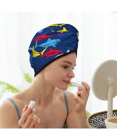 Hair Towel Wrap - Quick Drying Cartoon Shark Towel Turban | Ship Internationally - Buy Online on GoSupps.com