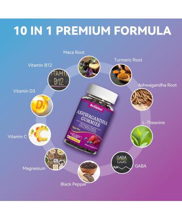 Ashwagandha Gummies 3000mg - Stress Relief Immune Support & Increased Energy - Ashwagandha Supplements for Women & Men - Natural Mixed Berry Flavor (60 Count) 60 Count (Pack of 1) - Buy Online on GoSupps.com
