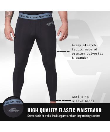 Elite Sports Men's BJJ Spats Leggings - Black Large | Best No Gi Compression Pants for Jiu Jitsu & MMA - Buy Online on GoSupps.com