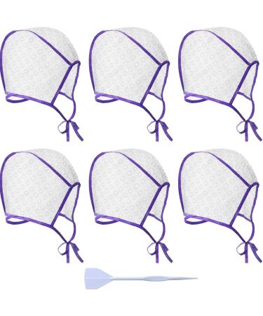 6 Pieces Hair Cap Highlighting Frosting Cap Highlight for Hair Cap Dye Color with Plastic Hooks Hair Coloring Salon Hairdressing Tool Kit Supplies (Purple) - Buy Online on GoSupps.com