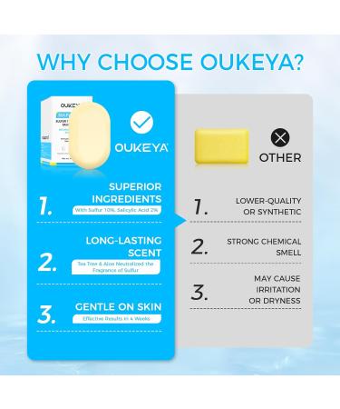  OUKEYA OUKEYA 10% Sulphur Soap Goat's Milk Soap Salicylic Cide Tea Tree Oil Aloe Vera Antibacterial Soothing Deep Cleaning Repair of the Skin-Barrier 4 x 115g - Buy Online on GoSupps.com