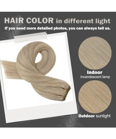 Moresoo Double Weft Human Hair Extensions Ash Blonde & Platinum Blonde - 14 Inch(Pack of 1) - Buy Online on GoSupps.com