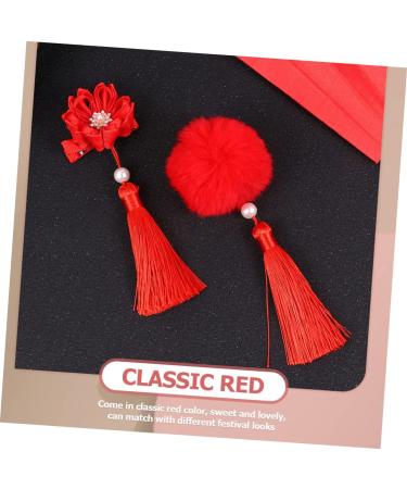 FRCOLOR 12 Pairs Tassel Hair Ball Hair Clip Hair Barrettes Hair Clips for Hair Pin Hair Clips Traditional Chinese Hairpin Year of Rabbit Hair Clips Chinese Hair Clips - Buy Online on GoSupps.com