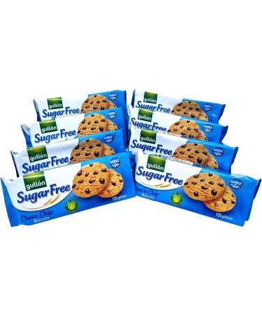 Gullon Sugar Free Cookies 8 x 125g - Sugar free biscuits with chocolate chip. On the go snack. Sugar free snack is great choice for diabetics Gift for family and friends. - Buy Online on GoSupps.com
