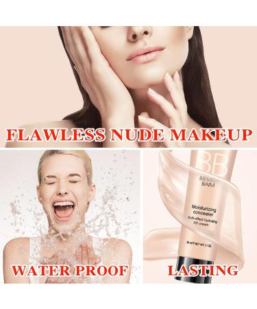 BB Cream Full Coverage Foundation Concealer Tinted Moisturizer BB Cream for All Skin Types Evens Skin Tone-Ivory - Buy Online on GoSupps.com