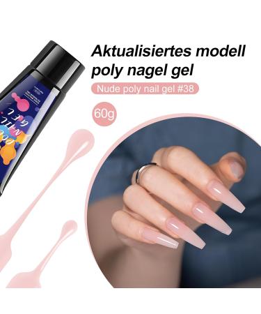 Mogray Poly Nails Gel Starter Set - 60ml Jelly Nude Apricot Pink | DIY Nail Design Extension Kit - Buy Online on GoSupps.com