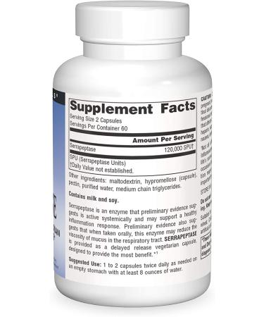 Source Naturals Serrapeptase 120 Capsules - Natural Anti-Inflammatory & Enzyme Support - Buy Online on GoSupps.com