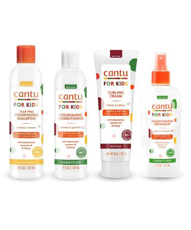 Cantu Lot de 4 soins capillaires doux - enfant/cheveux boucl s - shampoing/apr s-shampoing/d m lant/gel coiffant